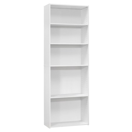 Monarch Specialties Bookshelf, Bookcase, 6 Tier, 72"H, Office, Bedroom, Laminate, White, Transitional I 7470